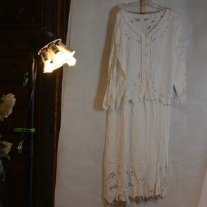 WHITE EYELET Embroidered XL White Skirt Jacket by YaYa